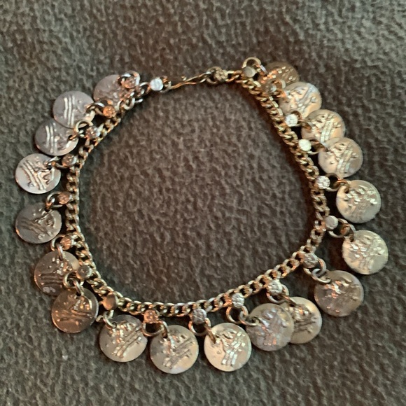 Gold plated coin bracelet.  10 1/2 inches - Picture 2 of 6